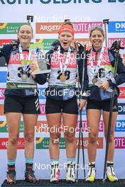 27.08.2022, Ruhpolding, Germany (GER): Selina Marie Kastl (GER), Selina Grotian (GER), Johanna Puff (GER), (l-r) - IBU Summer Biathlon World Championships, sprint junior women, Ruhpolding (GER). www.nordicfocus.com. © Manzoni/NordicFocus. Every downloaded picture is fee-liable.