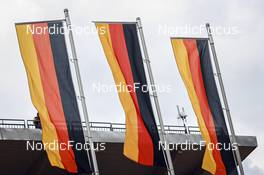 27.08.2022, Ruhpolding, Germany (GER): Event Feature: German flags - IBU Summer Biathlon World Championships, sprint junior women, Ruhpolding (GER). www.nordicfocus.com. © Manzoni/NordicFocus. Every downloaded picture is fee-liable.