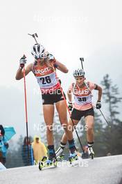 27.08.2022, Ruhpolding, Germany (GER): Lisa Vittozzi (ITA), Anna Weidel (GER), (l-r) - IBU Summer Biathlon World Championships, sprint women, Ruhpolding (GER). www.nordicfocus.com. © Manzoni/NordicFocus. Every downloaded picture is fee-liable.