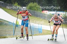 27.08.2022, Ruhpolding, Germany (GER): Anastasiya Merkushyna (UKR), Juliane Fruehwirt (GER), (l-r) - IBU Summer Biathlon World Championships, sprint women, Ruhpolding (GER). www.nordicfocus.com. © Manzoni/NordicFocus. Every downloaded picture is fee-liable.