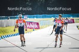 25.08.2022, Ruhpolding, Germany (GER): Ondrej Manek (CZE), Josef Kabrda (CZE), (l-r) - IBU Summer Biathlon World Championships, super sprint junior men, Ruhpolding (GER). www.nordicfocus.com. © Manzoni/NordicFocus. Every downloaded picture is fee-liable.