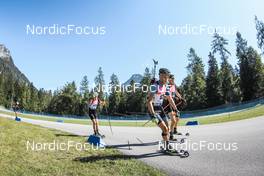 25.08.2022, Ruhpolding, Germany (GER): Krisitans Karlsbergs (LAT), Stepan Kinash (UKR), Jakub Borgula (SVK), (l-r) - IBU Summer Biathlon World Championships, super sprint junior men, Ruhpolding (GER). www.nordicfocus.com. © Manzoni/NordicFocus. Every downloaded picture is fee-liable.