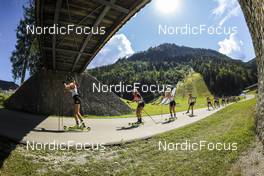 25.08.2022, Ruhpolding, Germany (GER): Emilija Bucic (SRB), Tereza Jandova (CZE), Klara Vindisar (SLO), Kaja Zorc (SLO), Kristyna Otcovska (CZE), (l-r) - IBU Summer Biathlon World Championships, super sprint junior women, Ruhpolding (GER). www.nordicfocus.com. © Manzoni/NordicFocus. Every downloaded picture is fee-liable.