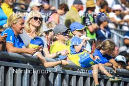 25.08.2022, Ruhpolding, Germany (GER): Event Feature: Ukrainian fans watching junior womens race - IBU Summer Biathlon World Championships, super sprint junior women, Ruhpolding (GER). www.nordicfocus.com. © Manzoni/NordicFocus. Every downloaded picture is fee-liable.