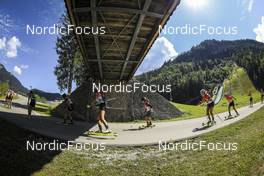 25.08.2022, Ruhpolding, Germany (GER): Kristyna Otcovska (CZE), Zala Repe (SLO), Kristina Titiyevskaya (KAZ), Anna Kulhankova (CZE), Ema Kapustova (SVK), (l-r) - IBU Summer Biathlon World Championships, super sprint junior women, Ruhpolding (GER). www.nordicfocus.com. © Manzoni/NordicFocus. Every downloaded picture is fee-liable.