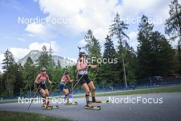 25.08.2022, Ruhpolding, Germany (GER): Kiara Sterle (SLO), Zala Repe (SLO), Lenka Bartova (CZE), (l-r) - IBU Summer Biathlon World Championships, super sprint junior women, Ruhpolding (GER). www.nordicfocus.com. © Manzoni/NordicFocus. Every downloaded picture is fee-liable.