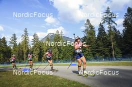 25.08.2022, Ruhpolding, Germany (GER): Selina Grotian (GER), Lora Hristova (BUL), Selina Marie Kastl (GER), Kristyna Otcovska (CZE), (l-r) - IBU Summer Biathlon World Championships, super sprint junior women, Ruhpolding (GER). www.nordicfocus.com. © Manzoni/NordicFocus. Every downloaded picture is fee-liable.