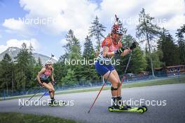 25.08.2022, Ruhpolding, Germany (GER): Zuzana Remenova (SVK), Tereza Jandova (CZE), (l-r) - IBU Summer Biathlon World Championships, super sprint junior women, Ruhpolding (GER). www.nordicfocus.com. © Manzoni/NordicFocus. Every downloaded picture is fee-liable.
