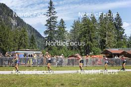 25.08.2022, Ruhpolding, Germany (GER): Andreea Mezdrea (ROU), Lena Repinc (SLO), Kaja Maric (SLO), Lora Hristova (BUL), Marlene Fichtner (GER), (l-r) - IBU Summer Biathlon World Championships, super sprint junior women, Ruhpolding (GER). www.nordicfocus.com. © Manzoni/NordicFocus. Every downloaded picture is fee-liable.