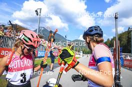 25.08.2022, Ruhpolding, Germany (GER): Lena Repinc (SLO), Selina Marie Kastl (GER), (l-r) - IBU Summer Biathlon World Championships, super sprint junior women, Ruhpolding (GER). www.nordicfocus.com. © Manzoni/NordicFocus. Every downloaded picture is fee-liable.