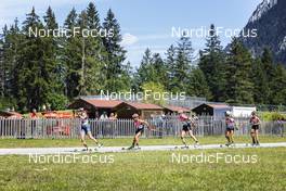 25.08.2022, Ruhpolding, Germany (GER): Andreea Mezdrea (ROU), Lena Repinc (SLO), Kaja Maric (SLO), Lora Hristova (BUL), Marlene Fichtner (GER), (l-r) - IBU Summer Biathlon World Championships, super sprint junior women, Ruhpolding (GER). www.nordicfocus.com. © Manzoni/NordicFocus. Every downloaded picture is fee-liable.