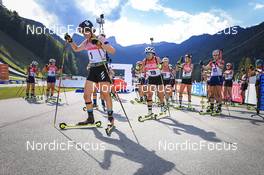 25.08.2022, Ruhpolding, Germany (GER): Selina Marie Kastl (GER), Kristina Titiyevskaya (KAZ), Johanna Puff (GER), Tereza Jandova (CZE), (l-r) - IBU Summer Biathlon World Championships, super sprint junior women, Ruhpolding (GER). www.nordicfocus.com. © Manzoni/NordicFocus. Every downloaded picture is fee-liable.