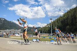 26.08.2022, Ruhpolding, Germany (GER): Philipp Nawrath (GER), Lucas Fratzscher (GER), Karol Dombrovski (LTU), (l-r) - IBU Summer Biathlon World Championships, super sprint men, Ruhpolding (GER). www.nordicfocus.com. © Manzoni/NordicFocus. Every downloaded picture is fee-liable.