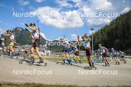 26.08.2022, Ruhpolding, Germany (GER): Jesper Nelin (SWE), Roman Rees (GER), Olli Hiidensalo (FIN), Rene Zahkna (EST), Philipp Horn (GER), Niklas Hartweg (SUI), Sean Doherty (USA), (l-r) - IBU Summer Biathlon World Championships, super sprint men, Ruhpolding (GER). www.nordicfocus.com. © Manzoni/NordicFocus. Every downloaded picture is fee-liable.