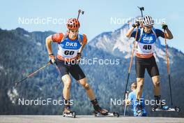 26.08.2022, Ruhpolding, Germany (GER): Mikulas Karlik (CZE), Thierry Langer (BEL), (l-r) - IBU Summer Biathlon World Championships, super sprint men, Ruhpolding (GER). www.nordicfocus.com. © Manzoni/NordicFocus. Every downloaded picture is fee-liable.
