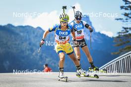 26.08.2022, Ruhpolding, Germany (GER): Anna Magnusson (SWE), Valentina Semerenko (UKR), (l-r) - IBU Summer Biathlon World Championships, super sprint women, Ruhpolding (GER). www.nordicfocus.com. © Manzoni/NordicFocus. Every downloaded picture is fee-liable.