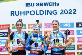 26.08.2022, Ruhpolding, Germany (GER): Lisa Vittozzi (ITA), Dorothea Wierer (ITA), Nastassia Kinnunen (FIN), (l-r) - IBU Summer Biathlon World Championships, super sprint women, Ruhpolding (GER). www.nordicfocus.com. © Manzoni/NordicFocus. Every downloaded picture is fee-liable.