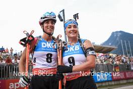 26.08.2022, Ruhpolding, Germany (GER): Lisa Vittozzi (ITA), Dorothea Wierer (ITA), (l-r) - IBU Summer Biathlon World Championships, super sprint women, Ruhpolding (GER). www.nordicfocus.com. © Manzoni/NordicFocus. Every downloaded picture is fee-liable.