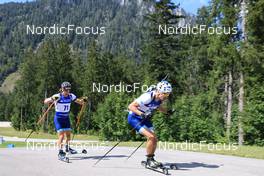 24.08.2022, Ruhpolding, Germany (GER): Heikki Laitinen (FIN), Olli Hiidensalo (FIN), (l-r) - IBU Summer Biathlon World Championships, Team Finland in the new Noname dress, Ruhpolding (GER). www.nordicfocus.com. © Manzoni/NordicFocus. Every downloaded picture is fee-liable.