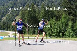 24.08.2022, Ruhpolding, Germany (GER): Lucas Fratzscher (GER), Roman Rees (GER), (l-r) - IBU Summer Biathlon World Championships, training, Ruhpolding (GER). www.nordicfocus.com. © Manzoni/NordicFocus. Every downloaded picture is fee-liable.