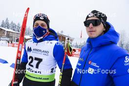 26.01.2022, Arber, Germany (GER): Oscar Lombardot (FRA), Remi Broutier (FRA), (l-r) - IBU Open European Championships Biathlon, individual men, Arber (GER). www.nordicfocus.com. © Manzoni/NordicFocus. Every downloaded picture is fee-liable.