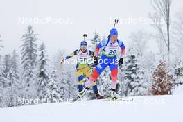 26.01.2022, Arber, Germany (GER): (l-r), Felicia Lindqvist (SWE), Anastasiia Shevchenko (RUS) - IBU Open European Championships Biathlon, individual women, Arber (GER). www.nordicfocus.com. © Manzoni/NordicFocus. Every downloaded picture is fee-liable.