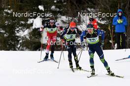 30.01.2022, Arber, Germany (GER): Lucas Pitzer (AUT), Philipp Horn (GER), Ivan Tulatsin (BLR), (l-r) - IBU Open European Championships Biathlon, mixed relay, Arber (GER). www.nordicfocus.com. © Deubert/NordicFocus. Every downloaded picture is fee-liable.