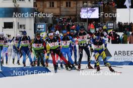 30.01.2022, Arber, Germany (GER): Serafin Wiestner (SUI), Maksim Fomin (LTU), Erlend Bjoentegaard (NOR), Patrick Braunhofer (ITA), Lucas Fratzscher (GER), Vitaliy Trush (UKR), (l-r) - IBU Open European Championships Biathlon, mixed relay, Arber (GER). www.nordicfocus.com. © Deubert/NordicFocus. Every downloaded picture is fee-liable.