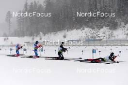 29.01.2022, Arber, Germany (GER): Petr Pashchenko (RUS), Nikita Porshnev (RUS), Lucas Fratzscher (GER), Erlend Bjoentegaard (NOR), (l-r) - IBU Open European Championships Biathlon, pursuit men, Arber (GER). www.nordicfocus.com. © Deubert/NordicFocus. Every downloaded picture is fee-liable.