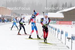 29.01.2022, Arber, Germany (GER): Emilien Claude (FRA), Justus Strelow (GER), Nikita Porshnev (RUS), Haavard Gutuboe Bogetveit (NOR), (l-r) - IBU Open European Championships Biathlon, pursuit men, Arber (GER). www.nordicfocus.com. © Deubert/NordicFocus. Every downloaded picture is fee-liable.