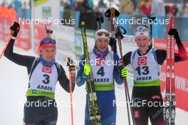 29.01.2022, Arber, Germany (GER): Janina Hettich (GER), Alina Stremous (MDA), Jenny Enodd (NOR), (l-r) - IBU Open European Championships Biathlon, pursuit men, Arber (GER). www.nordicfocus.com. © Deubert/NordicFocus. Every downloaded picture is fee-liable.