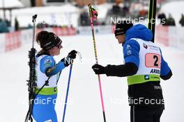 30.01.2022, Arber, Germany (GER): Lou Jeanmonnot (FRA), Emilien Claude (FRA), (l-r) - IBU Open European Championships Biathlon, single mixed relay, Arber (GER). www.nordicfocus.com. © Deubert/NordicFocus. Every downloaded picture is fee-liable.