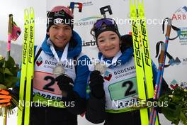 30.01.2022, Arber, Germany (GER): Emilien Claude (FRA), Lou Jeanmonnot (FRA), (l-r) - IBU Open European Championships Biathlon, single mixed relay, Arber (GER). www.nordicfocus.com. © Deubert/NordicFocus. Every downloaded picture is fee-liable.