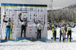 28.01.2022, Arber, Germany (GER): Nikita Porshnev (RUS), Erlend Bjoentegaard (NOR), Lucas Fratzscher (GER), Petr Pashchenko (RUS), Justus Strelow (GER), Emilien Claude (FRA), (l-r) - IBU Open European Championships Biathlon, sprint men, Arber (GER). www.nordicfocus.com. © Deubert/NordicFocus. Every downloaded picture is fee-liable.