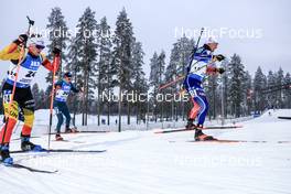 04.12.2022, Kontiolahti, Finland (FIN): Thierry Langer (BEL), Artem Pryma (UKR), Fabien Claude (FRA), (l-r) - IBU World Cup Biathlon, pursuit men, Kontiolahti (FIN). www.nordicfocus.com. © Manzoni/NordicFocus. Every downloaded picture is fee-liable.