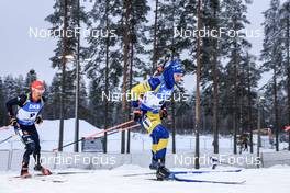 04.12.2022, Kontiolahti, Finland (FIN): David Zobel (GER), Jesper Nelin (SWE), (l-r) - IBU World Cup Biathlon, pursuit men, Kontiolahti (FIN). www.nordicfocus.com. © Manzoni/NordicFocus. Every downloaded picture is fee-liable.
