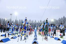 04.12.2022, Kontiolahti, Finland (FIN): Pavel Magazeev (MDA), Mikito Tachizaki (JPN), Karol Dombrovski (LTU), (l-r) - IBU World Cup Biathlon, pursuit men, Kontiolahti (FIN). www.nordicfocus.com. © Manzoni/NordicFocus. Every downloaded picture is fee-liable.