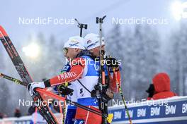04.12.2022, Kontiolahti, Finland (FIN): Fabien Claude (FRA), Emilien Jacquelin (FRA), (l-r) - IBU World Cup Biathlon, pursuit men, Kontiolahti (FIN). www.nordicfocus.com. © Manzoni/NordicFocus. Every downloaded picture is fee-liable.