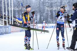 04.12.2022, Kontiolahti, Finland (FIN): Johannes Thingnes Boe (NOR), Sturla Holm Laegreid (NOR), (l-r) - IBU World Cup Biathlon, pursuit men, Kontiolahti (FIN). www.nordicfocus.com. © Manzoni/NordicFocus. Every downloaded picture is fee-liable.