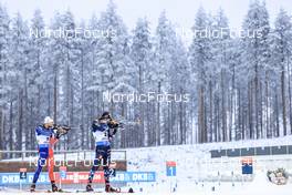 04.12.2022, Kontiolahti, Finland (FIN): Emilien Jacquelin (FRA), Sturla Holm Laegreid (NOR), (l-r) - IBU World Cup Biathlon, pursuit men, Kontiolahti (FIN). www.nordicfocus.com. © Manzoni/NordicFocus. Every downloaded picture is fee-liable.