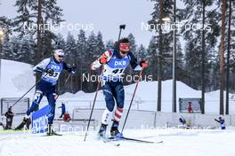 04.12.2022, Kontiolahti, Finland (FIN): Olli Hiidensalo (FIN), Jake Brown (USA), (l-r) - IBU World Cup Biathlon, pursuit men, Kontiolahti (FIN). www.nordicfocus.com. © Manzoni/NordicFocus. Every downloaded picture is fee-liable.