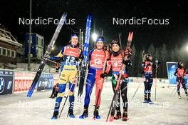 04.12.2022, Kontiolahti, Finland (FIN): Elvira Oeberg (SWE), Julia Simon (FRA), Dorothea Wierer (ITA), (l-r) - IBU World Cup Biathlon, pursuit women, Kontiolahti (FIN). www.nordicfocus.com. © Manzoni/NordicFocus. Every downloaded picture is fee-liable.