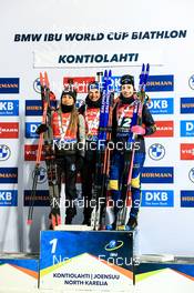 04.12.2022, Kontiolahti, Finland (FIN): Dorothea Wierer (ITA), Julia Simon (FRA), Elvira Oeberg (SWE), (l-r) - IBU World Cup Biathlon, pursuit women, Kontiolahti (FIN). www.nordicfocus.com. © Manzoni/NordicFocus. Every downloaded picture is fee-liable.