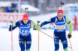 01.12.2022, Kontiolahti, Finland (FIN): Rok Trsan (SLO), Lovro Planko (SLO), (l-r) - IBU World Cup Biathlon, relay men, Kontiolahti (FIN). www.nordicfocus.com. © Manzoni/NordicFocus. Every downloaded picture is fee-liable.