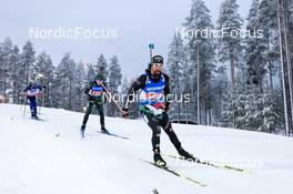 01.12.2022, Kontiolahti, Finland (FIN): Tomas Kaukenas (LTU), Patrick Braunhofer (ITA), (l-r) - IBU World Cup Biathlon, relay men, Kontiolahti (FIN). www.nordicfocus.com. © Manzoni/NordicFocus. Every downloaded picture is fee-liable.