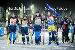 01.12.2022, Kontiolahti, Finland (FIN): Linn Persson (SWE), Anna Magnusson (SWE), Hanna Oeberg (SWE), Elvira Oeberg (0), (l-r) - IBU World Cup Biathlon, relay women, Kontiolahti (FIN). www.nordicfocus.com. © Manzoni/NordicFocus. Every downloaded picture is fee-liable.
