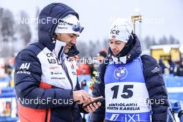 03.12.2022, Kontiolahti, Finland (FIN): Siegfried Mazet (FRA), Sturla Holm Laegreid (NOR), (l-r) - IBU World Cup Biathlon, sprint men, Kontiolahti (FIN). www.nordicfocus.com. © Manzoni/NordicFocus. Every downloaded picture is fee-liable.