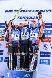 03.12.2022, Kontiolahti, Finland (FIN): Sturla Holm Laegreid (NOR), Johannes Thingnes Boe (NOR), Roman Rees (GER), (l-r) - IBU World Cup Biathlon, sprint men, Kontiolahti (FIN). www.nordicfocus.com. © Manzoni/NordicFocus. Every downloaded picture is fee-liable.