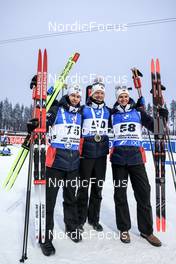 03.12.2022, Kontiolahti, Finland (FIN): Sturla Holm Laegreid (NOR), Johannes Thingnes Boe (NOR), Filip Fjeld Andersen (NOR), (l-r) - IBU World Cup Biathlon, sprint men, Kontiolahti (FIN). www.nordicfocus.com. © Manzoni/NordicFocus. Every downloaded picture is fee-liable.