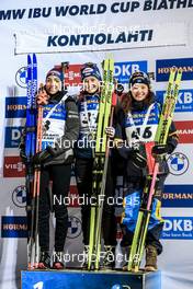 03.12.2022, Kontiolahti, Finland (FIN): Lisa Vittozzi (ITA), Lisa Theresa Hauser (AUT), Linn Persson (SWE), (l-r) - IBU World Cup Biathlon, sprint women, Kontiolahti (FIN). www.nordicfocus.com. © Manzoni/NordicFocus. Every downloaded picture is fee-liable.